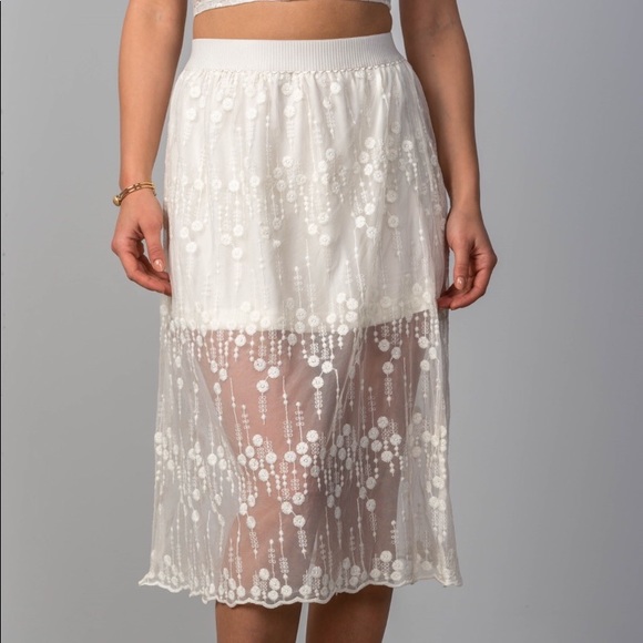 Floral Lace Midi Skirt - Picture 3 of 4